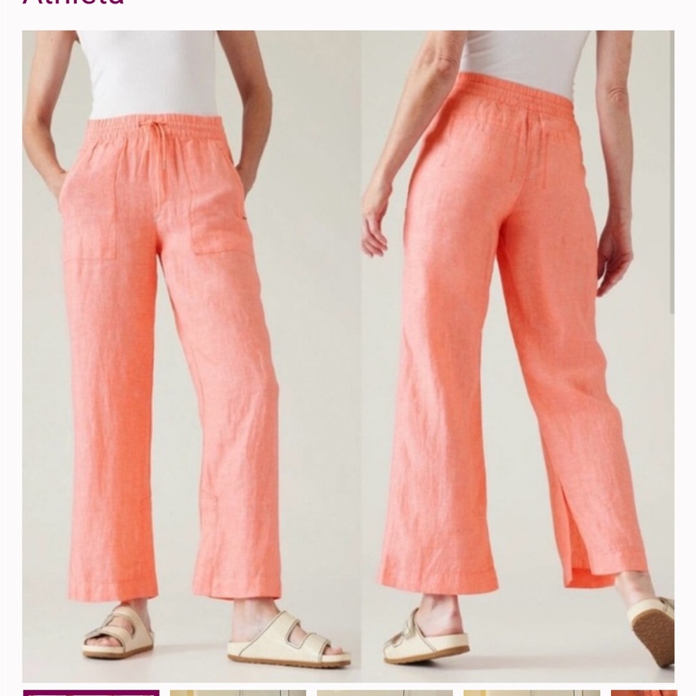 Athleta Orange Retreat linen joggers